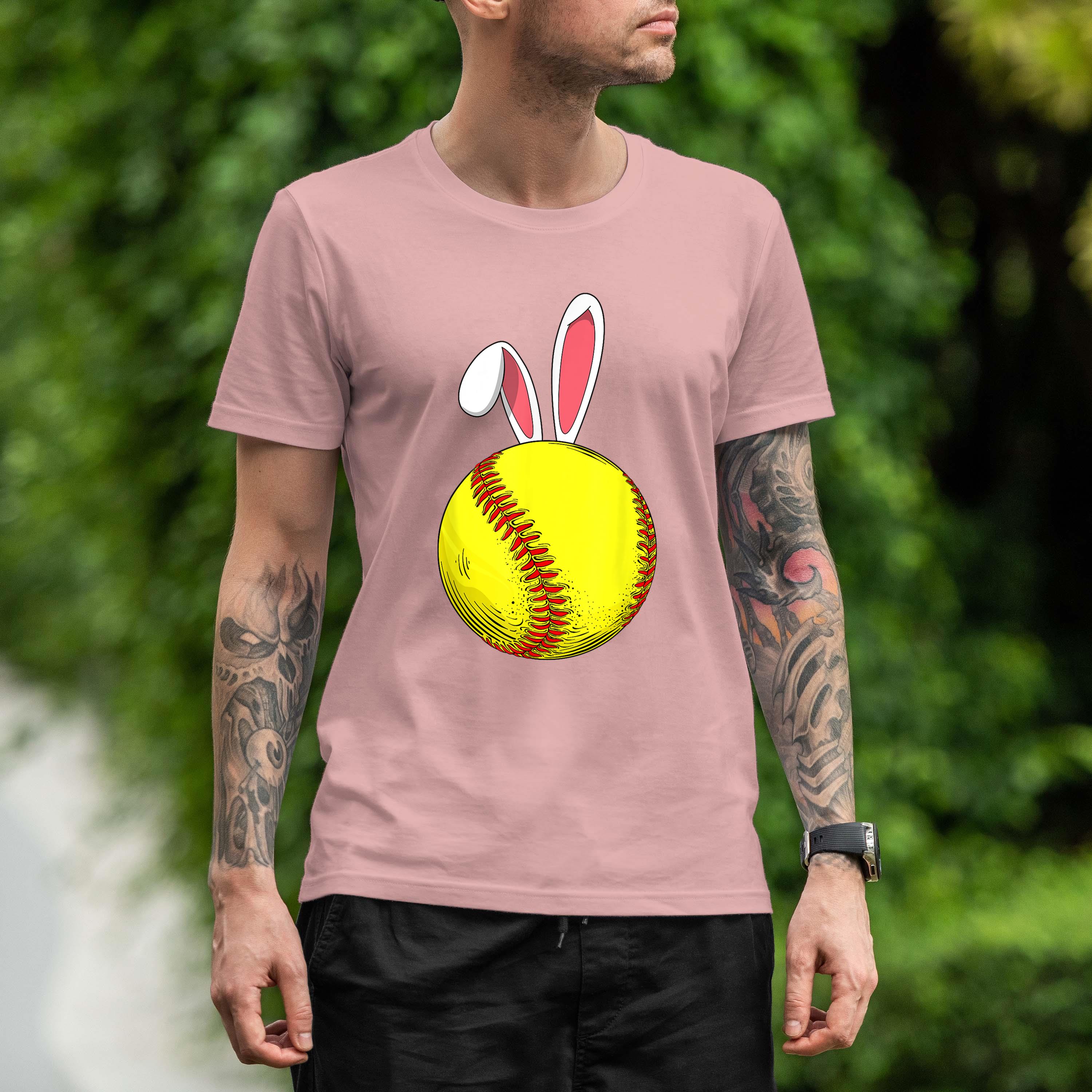 Easter Softball Bunny Rabbit Ears For Mom Kids Boys Softball Shirt 